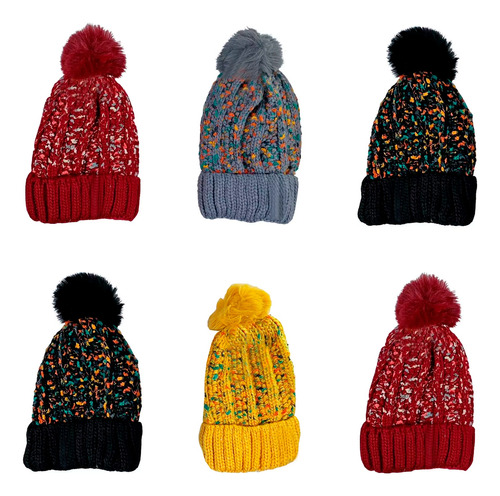 Pack X6 Gorro De Lana Para Frio Invierno Abrigado Hw-058