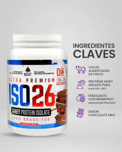 Imagen 3 de 8 de Proteína Iso26 Isolatada 1.6lbs Chocolate Mo4t