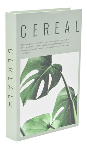 Livro Decorativo Fake Fechado Cereal Natureza Verde 24x15cm