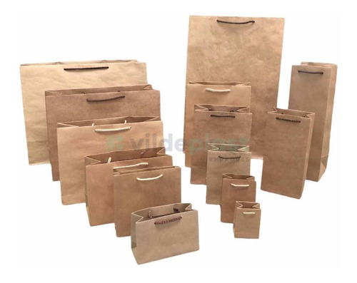 1 Bolsa Papel Kraft Asas Macrame 11x11x34cm M-13 P/ Botella