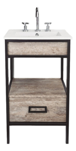 Vanitory De Pie Campi Iron Roble Vintage Con Mesada 3a 50cm