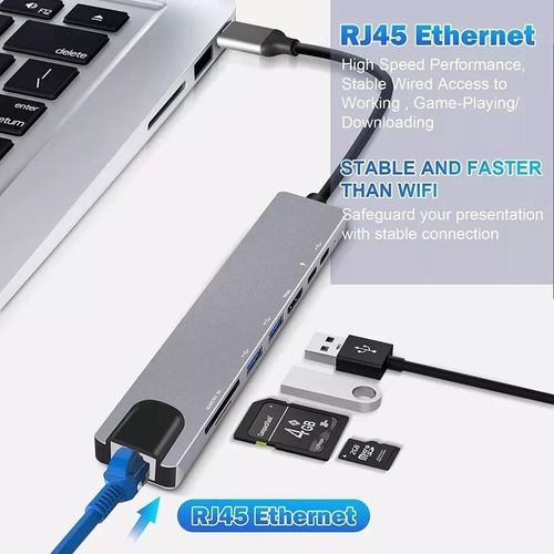 Adaptador Hub Usb Genérica 8 En 1 Para Mac Y Pc