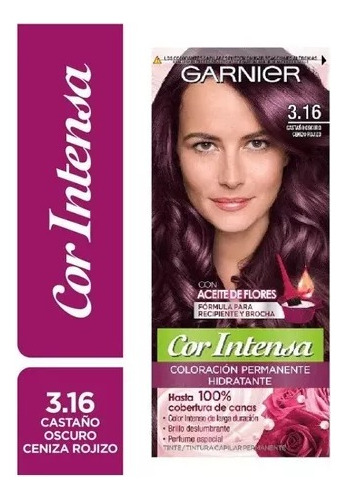 Tintura Garnier Cor Intensa 3.16 Castaño Oscuro Ceniza Rojiz