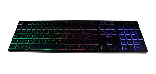 Imagen 2 de 5 de Teclado gamer Noganet NKB-500 QWERTY español España color negro con luz RGB