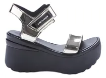 Comprar Sandalia Algaba Savage Espejo Platino Plataforma De Mujer