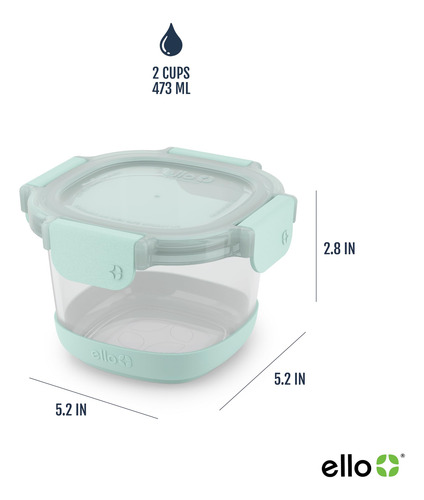 Paquete De 4 Recipientes De Vidrio 2 Tazas Con Tapa A Prueba
