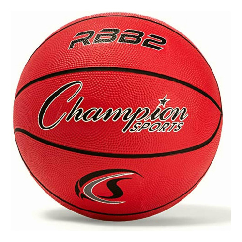 Champion Sports Baloncesto De Goma Para Niños, Resistente, Color Rojo