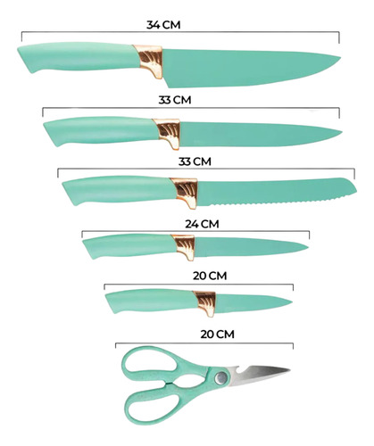 Juego De Cuchillos Para Cocina,setx5 Cuchillos+tijeras+tabla Verde