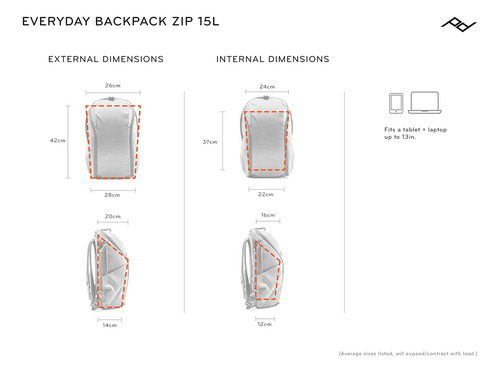 Peak Design Everyday Backpack Zip 15l Bone, Mochila De Mano