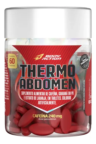 Suplemento Bodyaction Thermo Abdomen Cafeína 240mg em pote 60 com...