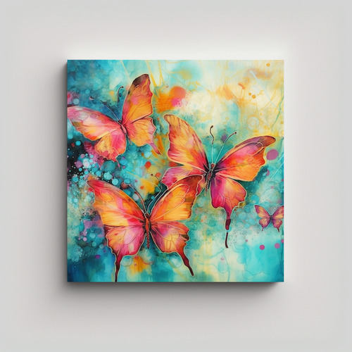 70x70cm Cuadro Estilo Galeria Regalo Alcohol Ink Butterflies