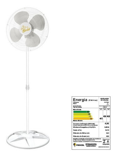 Ventilador De Coluna Venti-delta Gold 50cm Bivolt Cor da estrutura Branco Cor das pás Branco Diâmetro 50 cm Material das pás Plástico Quantidade de pás 4 110V/220V