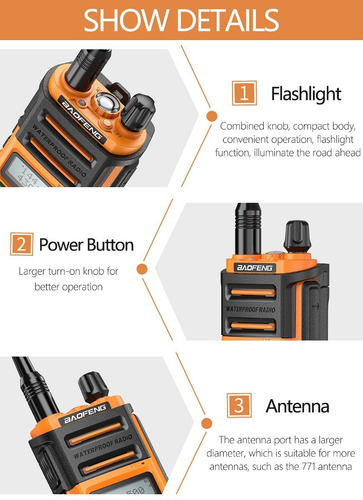 Imagem 5 de 10 de Rádio Ht Baofeng Uv-9r Pro Uhf Vhf Ip68 10w Uv 9r Laranja