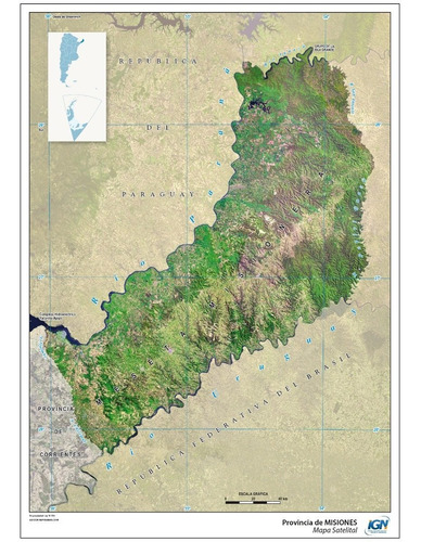 Mapa Misiones Satelital. 1,58x2,23m. En Lona! Envio Gratis!