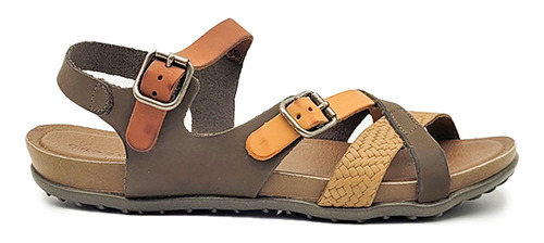 Sandalias Mujer De Cuero Casuales Hebillas Confort Combinada