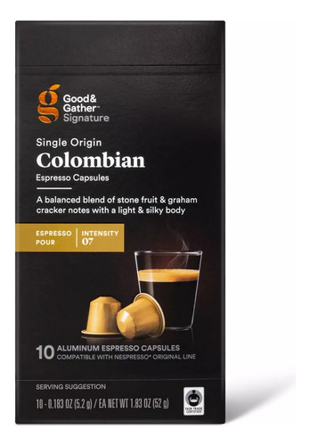 Nespresso Good & Gather Colombian Espresso Roast Coffe 10pod