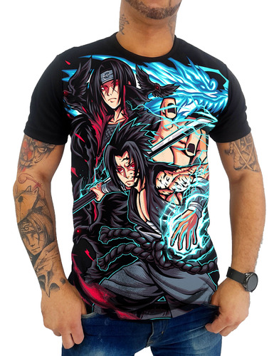 Camiseta Camisa Itachi Sasuke Uchiha Akatsuki Naruto Animes