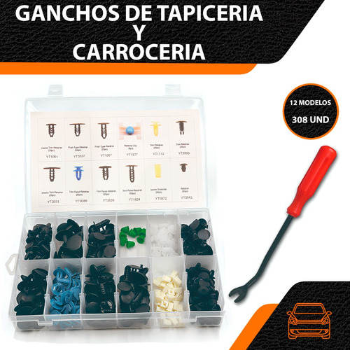 Caja De Ganchos Grapas Clips Tapiceria Carroceria - 308und