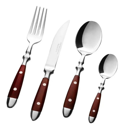 Set De Cubiertos Volf Linea Bistro Mango Madera - 24 Piezas