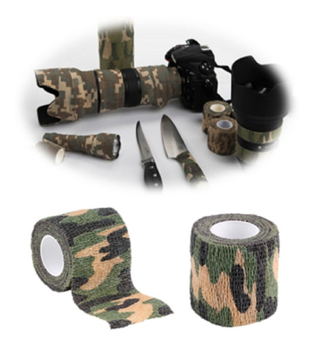 Fita Camuflada Bandagem Auto Aderente Militar Pesca Airsoft