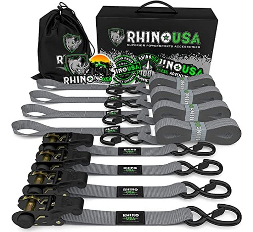 Rhino Usa Ratchet Tie Down Straps (4pk) - 1,823lb Resistenci