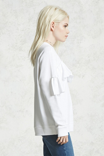 Buzo Blanco Mujer Con Volado - Importado - Talle S F21