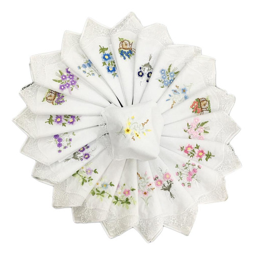 12 Piezas. Pañuelos Para Mujer Pañuelos Pañuelos Flores Y