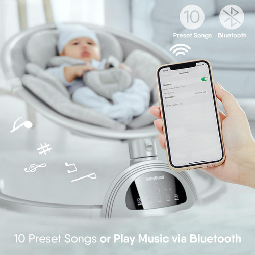 Columpio De Bebé Bluetooth Con Altavoz 3 Posiciones Portátil