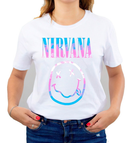 Polera 100% Algodón Nirvana Banda De Rock Logo Colores C-728