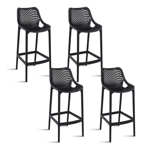 Pack De 4 Taburetes Piso De Bar Air Berlín - Negros