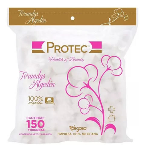 Torunda De Algodón Protec 150g C/300 Pz Pack C/5 Paq