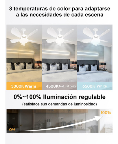 50w Luces De Techo Con Ventilador Con Mando A Distancia 6pcs Blanco