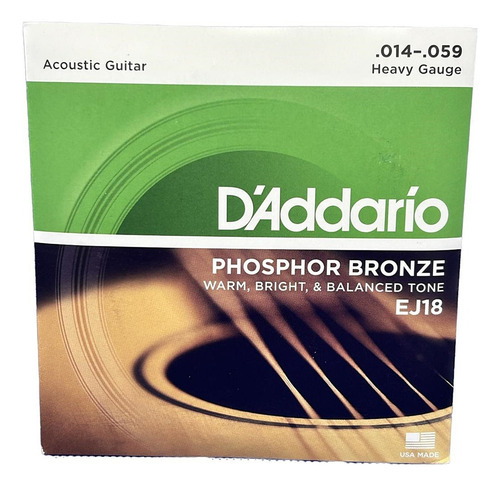 Cordas 014 Aço D'addario Phosphor Violão Ej18 Profissional