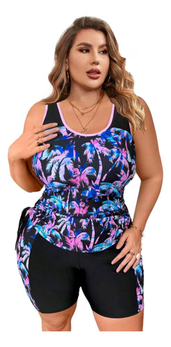 Traje Baño Gorditas Curvy Tallas Extra Short Largo Bermuda Lavanda 4xl