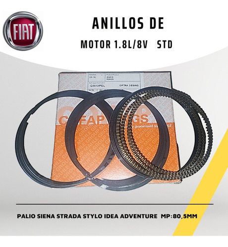 Anillos De Fiat Palio Siena Strada  1.8 (80.5mm) Std