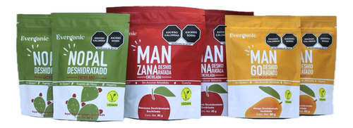 Mix Nopal, Manzana, Mango Deshidratado Everganic (6 Piezas)
