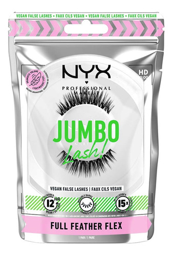 Pestañas Postizas, Jumbo Lash, Nyx Cosmetics Color Full Feather Flex Espesor 0 mm Largo 0 mm Tipo de curvatura C