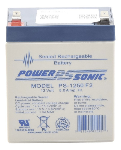 Bateria De Respaldo Power Sonic Ps-1250 F2 12v 5ah 12v Agm
