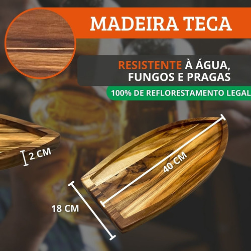 10 Barcas Sushi Sashimi Madeira Teca Personalizadas 40cm