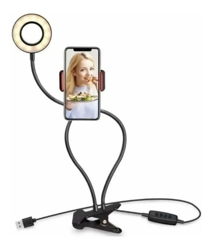 Mini Aro De Luz Selfie Profesional Ajustable Soporte Celular