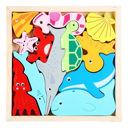 Juego De Puzzle Didactico, Bloques De Madera 3d
