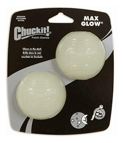 Chuck It! Max Glow Balls For Pets (2 Pack), Medium, White