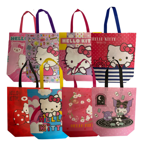12 Bolsas Ecológicas De Hello Kitty | 8 Modelos Diferentes Rojo Hello Kitty