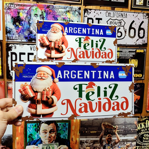 Cartel Chapa Navidad Papa Noel Vintage Retro Apto Exterior