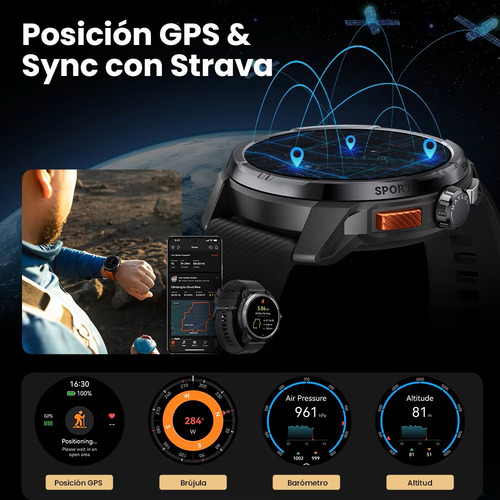 Haylou Solar Ultra Gps Smart Watch 1,6' Pantalla Amoled Llamadas Bluetooth 5atm Resistencia Al Agua, Ls23, Color Negro