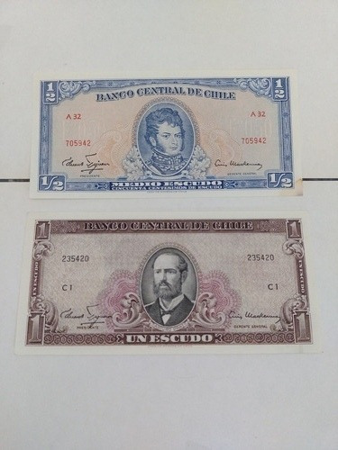 Lote De Billetes Medio Y 1 Escudo Año 1962 (grw)
