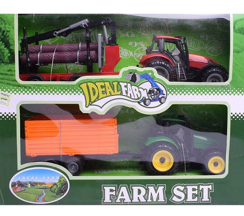Vehiculos De Granja Tractores Con Acoplado Rueda Libre X 2 Color Celeste
