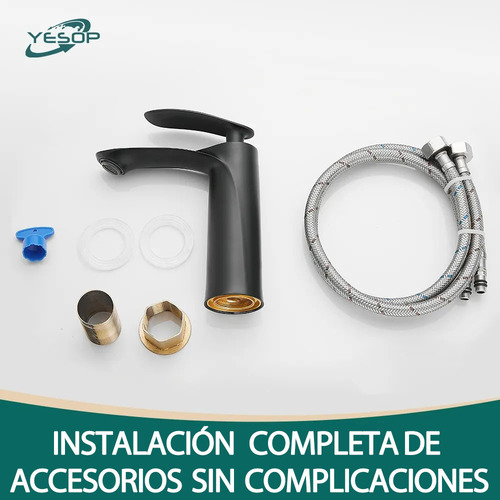 Grifo Para Baño Lavabo Llave Monomando Fregadero Negro Yesop Acabado Mate