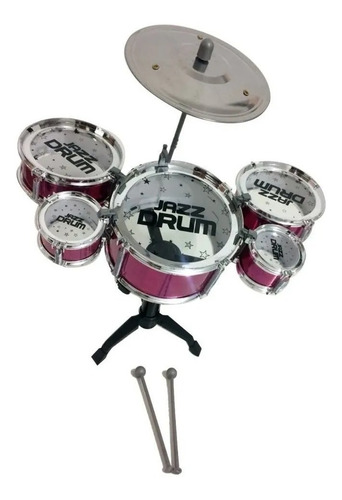 Mini Bateria Musical Infantil Jazz Drum Tambor E Baquetas