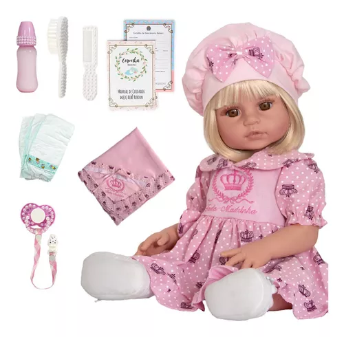 Boneca Recém- Nascido Infantil Reborn Adora Morena Silicone